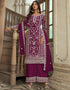 Traditional Function Wear Heavy Butterfly Net Salwar Suit Collection Purple Heavy Butterfly Net Pant Straight Front View
